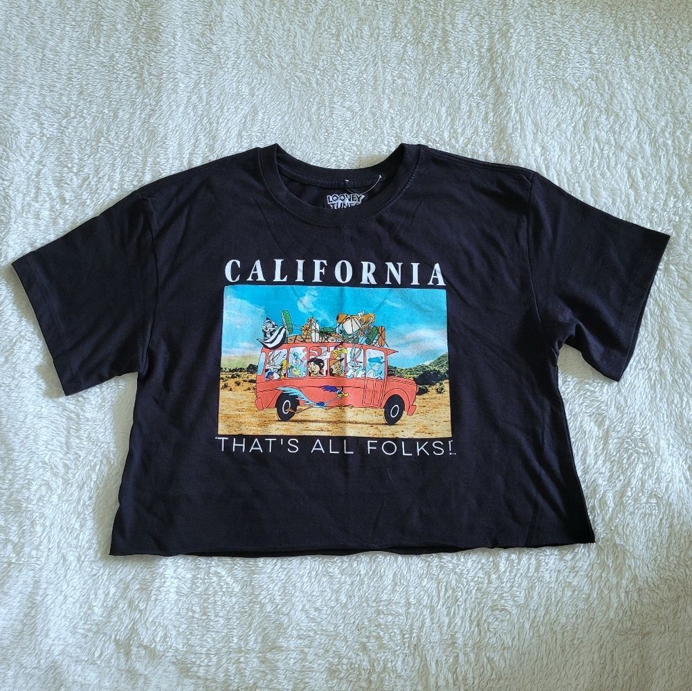 Looney Tunes "California That's All Folks!" Cropped Graphic Tee👕 - NWT